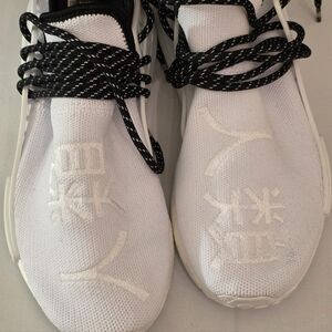 Adidas White Sneakers with Black Patterned Laces